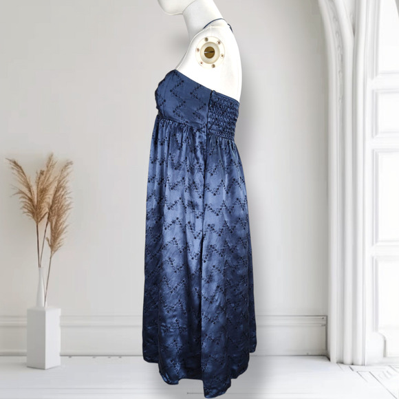 Vintage 90s Y2K Betsey Johnson Babydoll Dress Size XS/S Blue Silk Floral Print - Picture 4 of 14